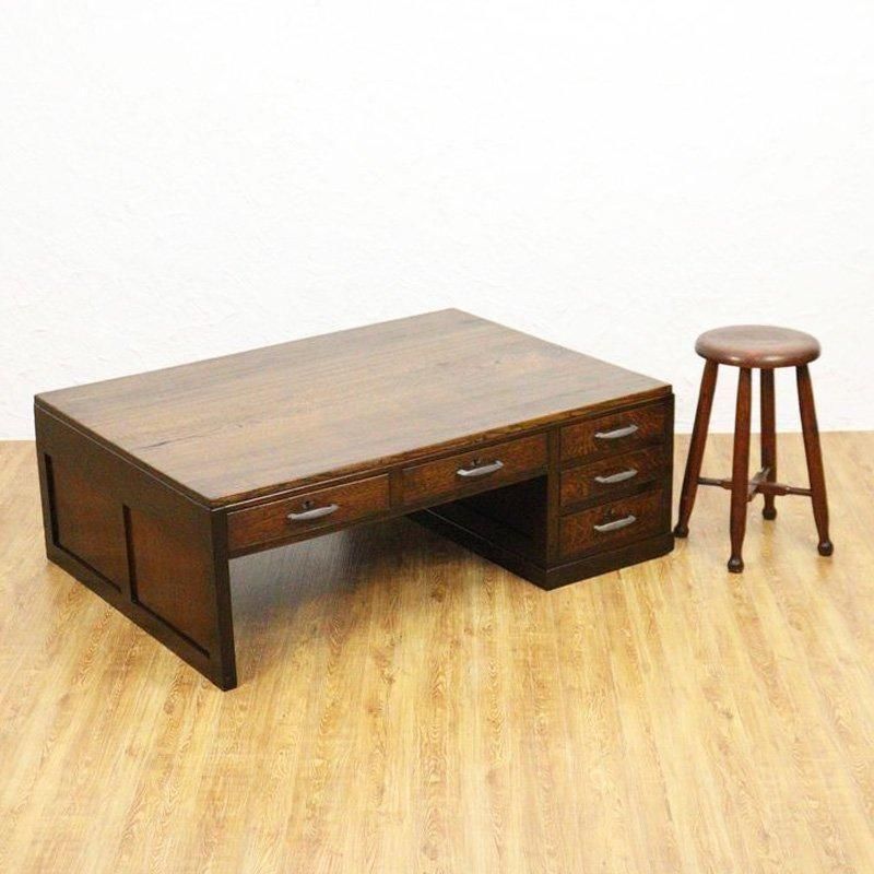 昭和初期のケヤキ製片袖文机