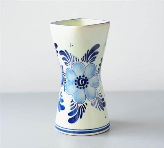 オランダ製デルフト焼きヴィンテージ花瓶 優雅な青