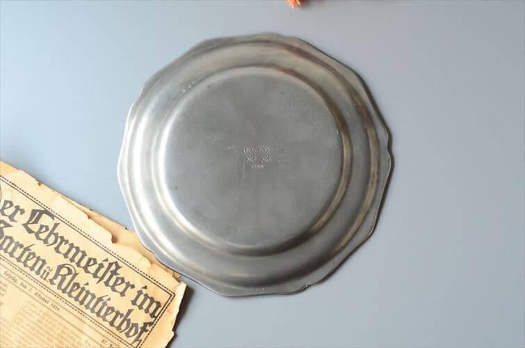 フランス製アンティークピュータープレート 22cm