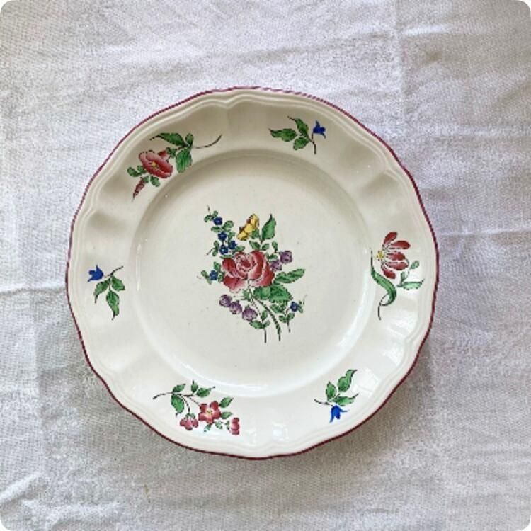 週末限定価格フランスアンティークLUNEVILLスクエアプレート