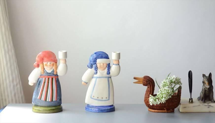 リサラーソン作 ヴィンテージサンタ奥さんキャンドルスタンド