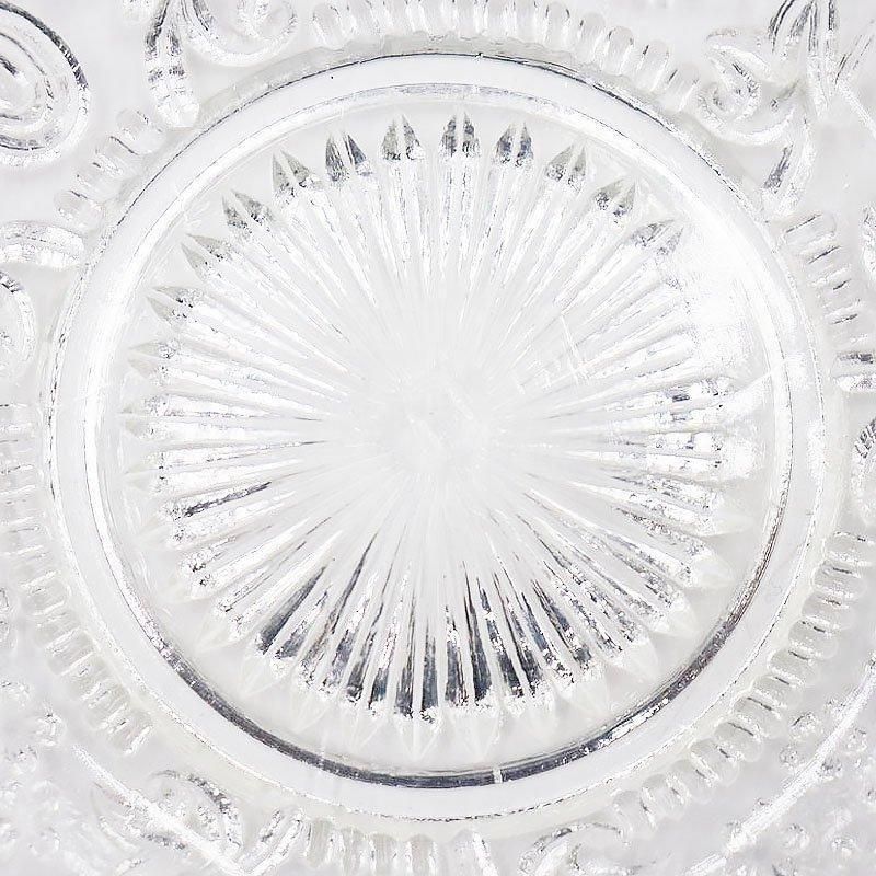 大正期 和ガラス プレスガラス ヒイラギ文小皿 5枚セット レース皿