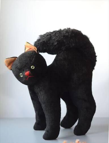 ドイツ製 ヴィンテージ モヘア 黒猫 フィギュア