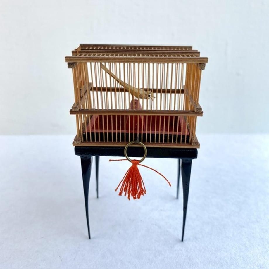 竹製 ミニチュア鳥かご 御殿籠 メジロ籠