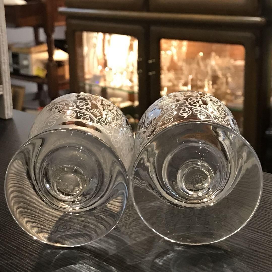アンティーク オールドバカラ ルリ ワイングラスペア 7cm