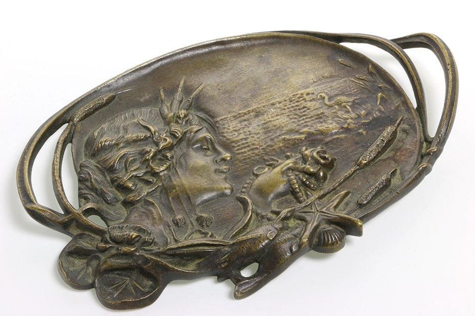 アール・ヌーヴォー アンティーク ブロンズプレート 【公式通販】