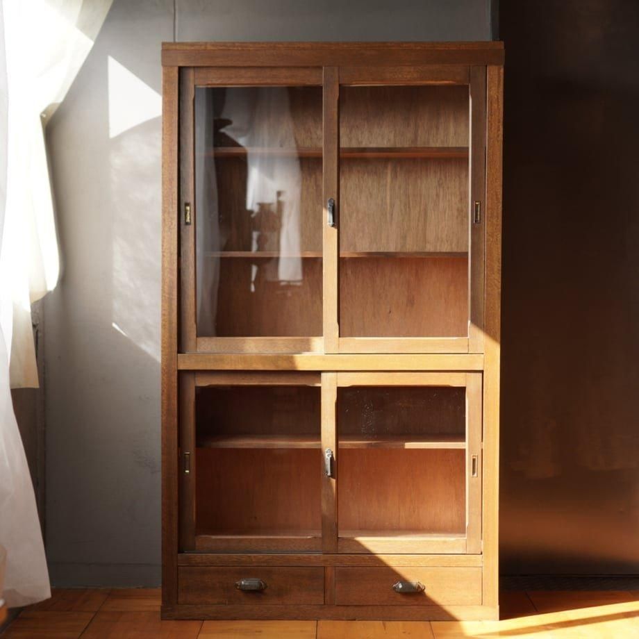 アンティーク☆木製☆ガラス☆棚☆飾り棚☆食器棚 アンティークウッド