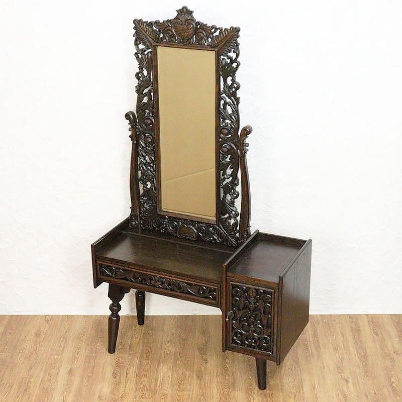 クレマ アンティーク 木製ドレッサー・鏡台セット 引き取り限定 クレマ