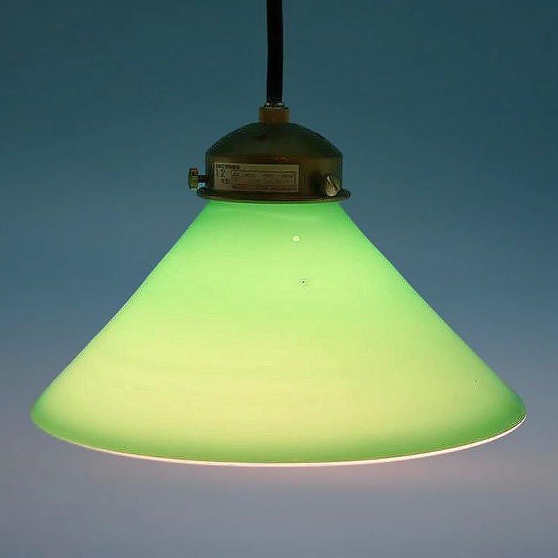 ヴィンテージ 昭和レトロ 電笠 ガラス グリーン ランプシェード