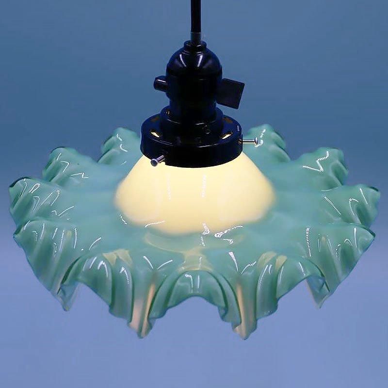 アンティーク電笠 乳白色 青 アンティーク電笠 乳白色 青 アンティーク