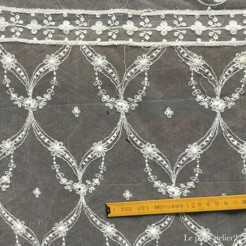 フランス アンティーク チュールレースベッドカバ