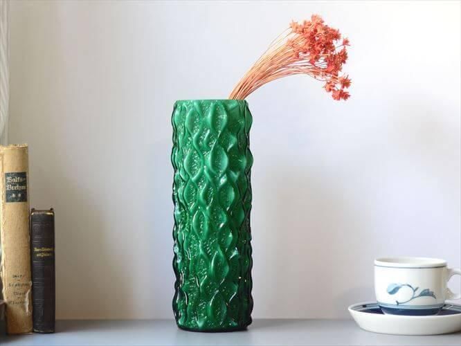 デンマーク ヴィンテージ グリーンガラス花瓶