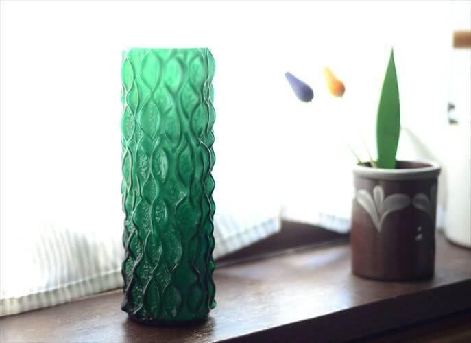 デンマーク ヴィンテージ グリーンガラス花瓶