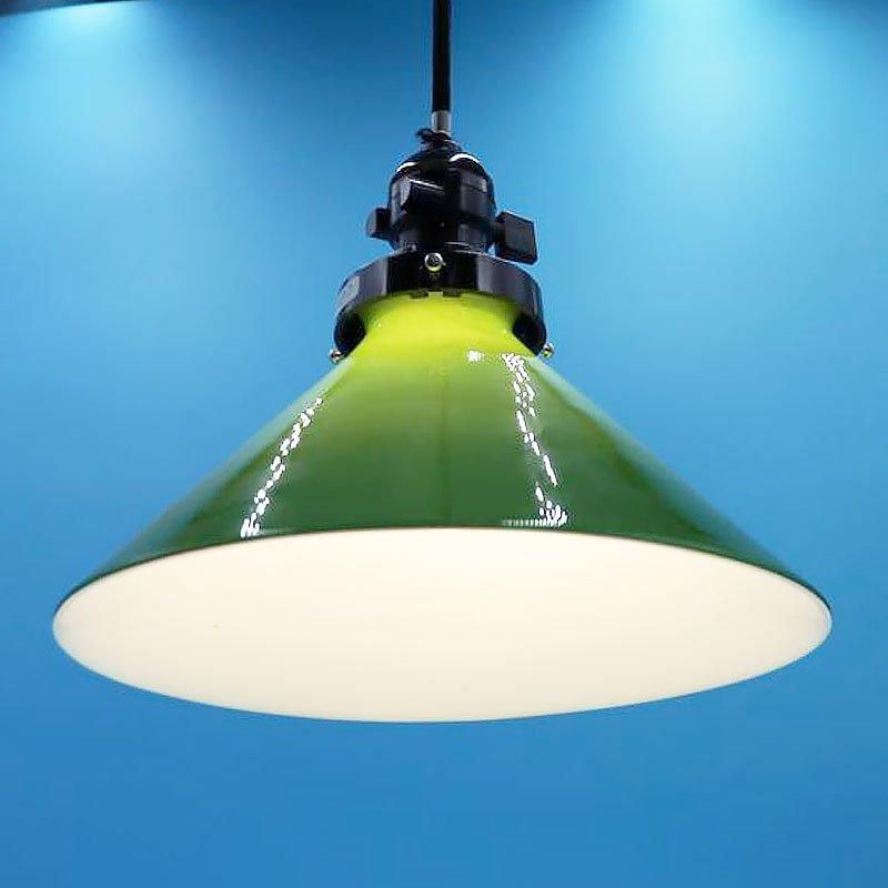 ヴィンテージ 昭和レトロ 電笠 ランプシェード ガラス グリーン