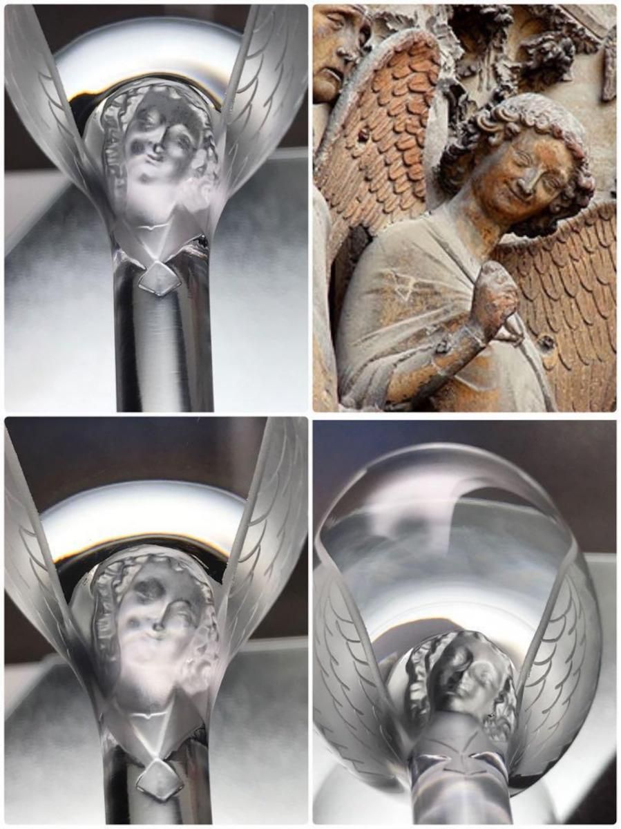 アンティークフランス製ラリック微笑みの天使シャンパンフルート希少品