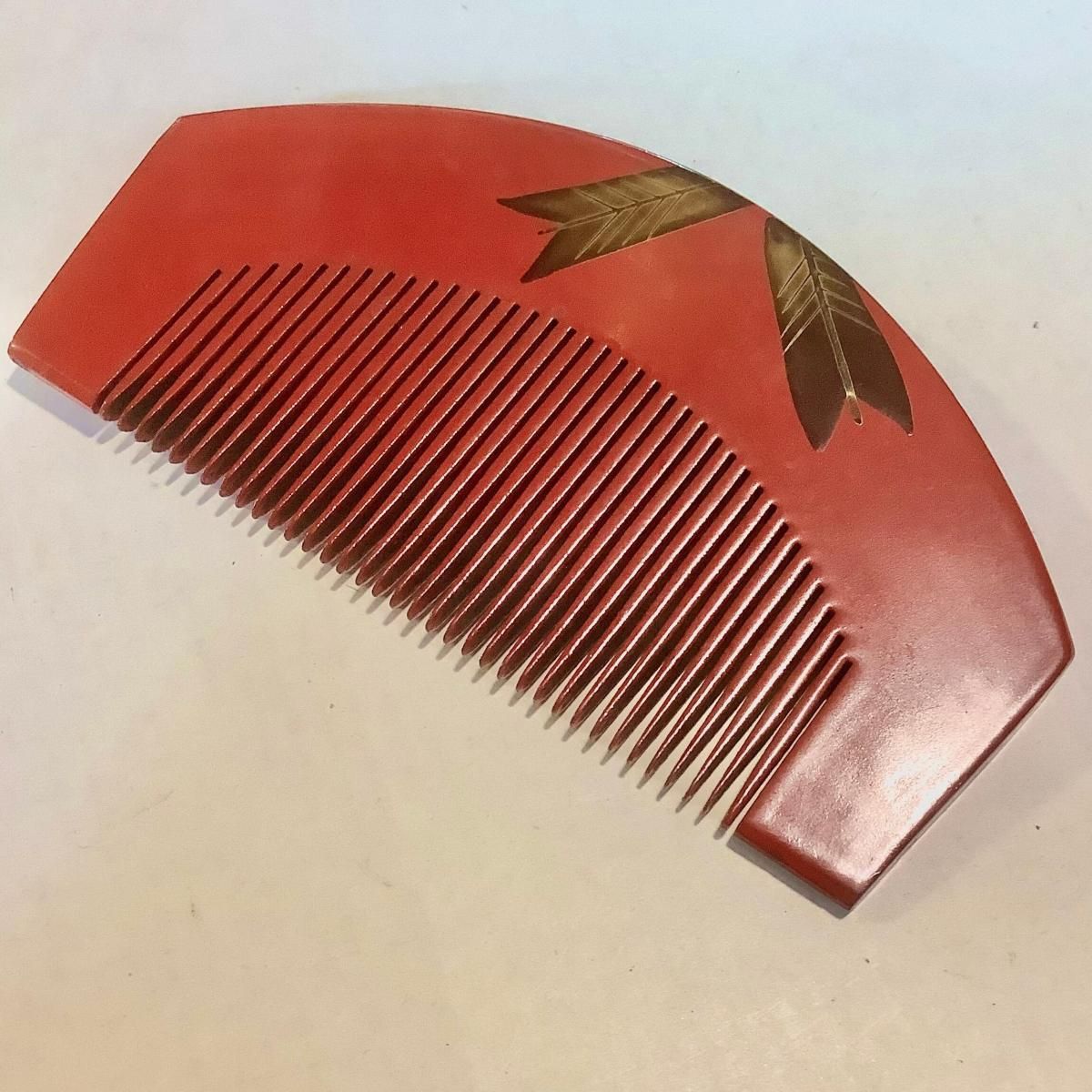 漆赤矢の螺鈿細工櫛 昭和戦前の美しいデザイン