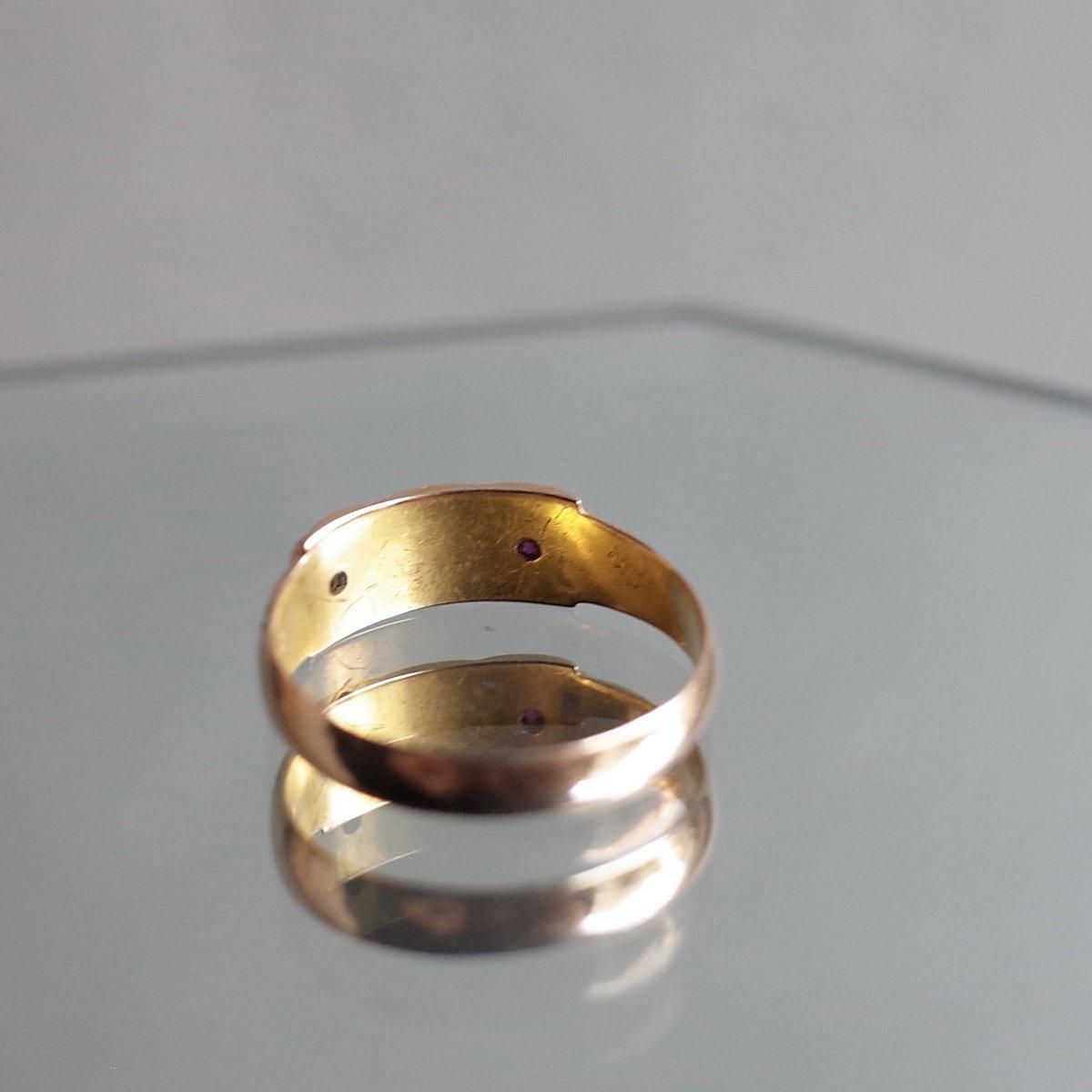 アンティーク】ジプシーリング（15K・パール ・ ルビー）8号【J34892