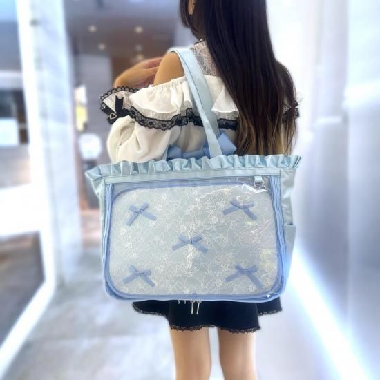 A4軽量両面クリアトートバッグ | サテンフリル - 痛バッグ zakkamart