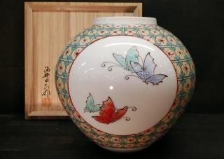 柿右衛門】赤絵の伝統名窯人間国宝十三代酒井田柿右衛門作錦牡丹文香炉