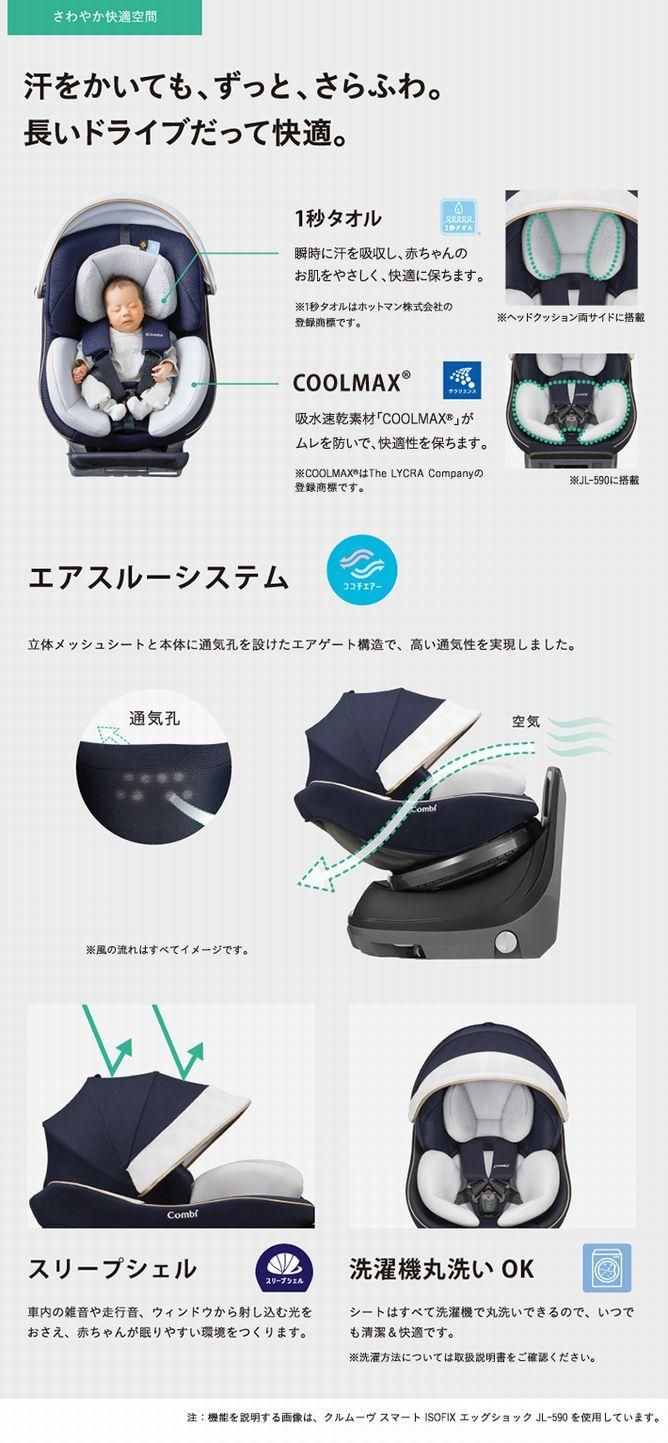 コンビ クルムーヴ スマート ISOFIX EG JL-590 ネイビー - ベビー用品