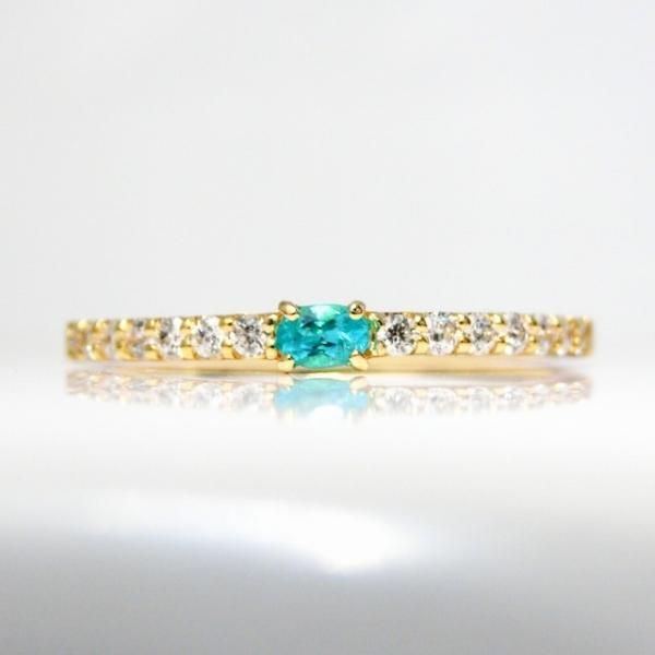 素晴らしい煌めきのリボンさん☆パライバトルマリン&アウイナイト18金