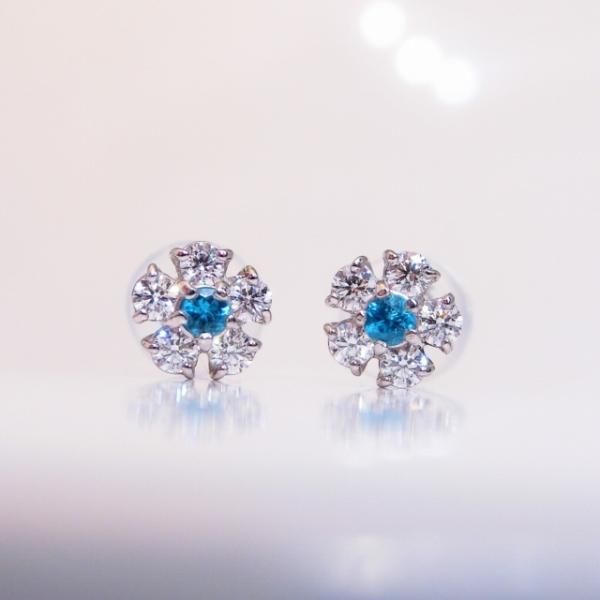 ブラジル産パライバトルマリン H&Cダイヤモンドピアス PA 0.04ct D