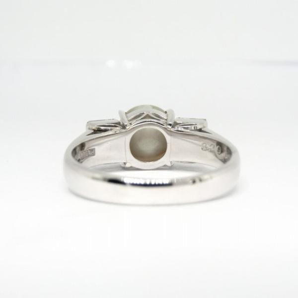 Pt900 クリソベリルキャッツアイ2.84ct バケットカットダイヤ0.43ct