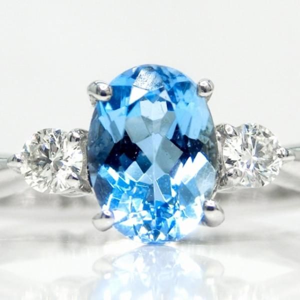 サンタマリアアクアマリン ダイヤモンドリング AQ 0.763ct D 0.13ct
