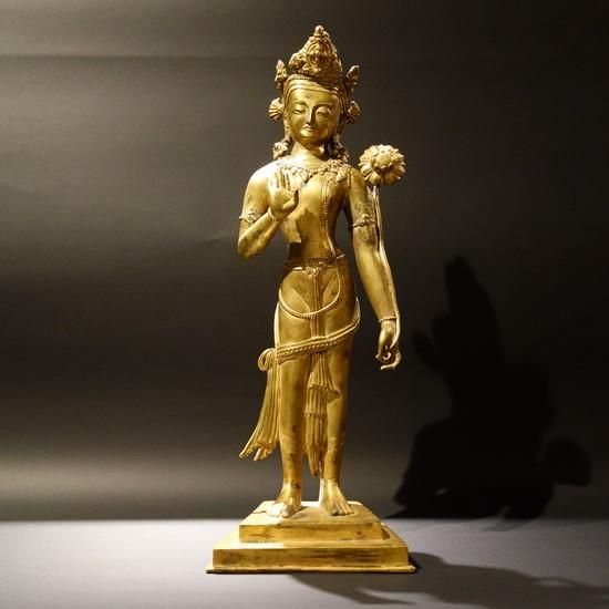 中国古玩 金銅仏 観音菩薩像 立像 仏像 仏教美術 中国古玩 金銅仏 観音