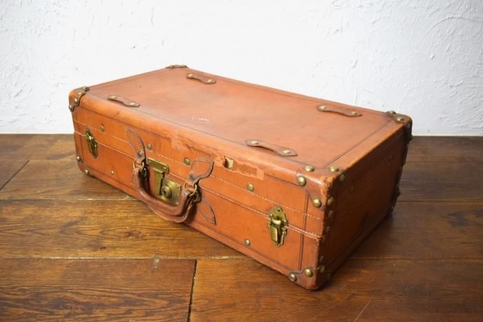 内側オシャレ❢アンティークトランクケース ビンテージレザー