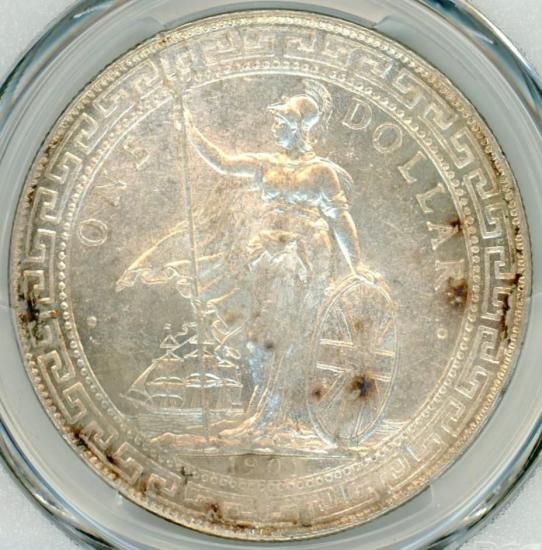 イギリス領 ブリタニア立像 貿易銀 1ドル銀貨 1907B【NGC MS62
