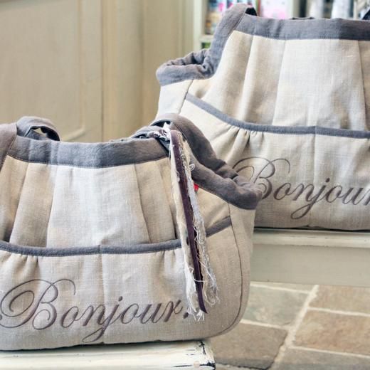 Bonjour刺繍キャリーバッグ - 「ブルーブルーブルー blue bleu bleue
