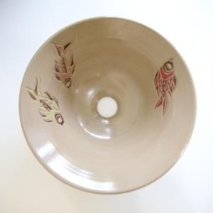 沖縄陶器 魚紋洗面ボウル NO-76 やちむん