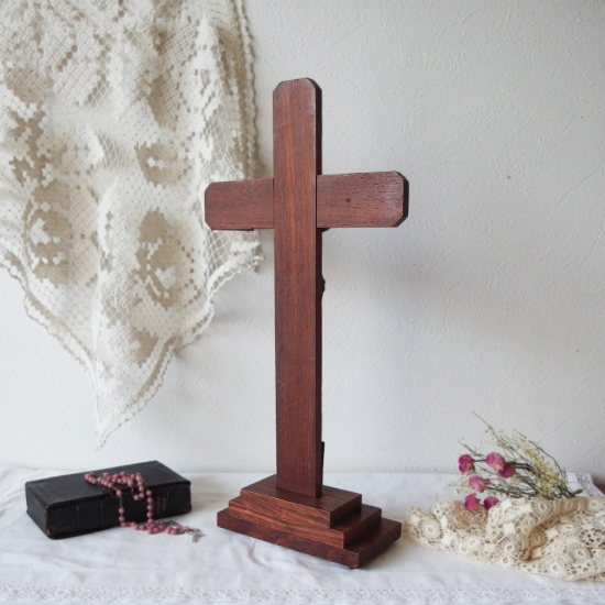 フランスアンティーク | ローズウッド製十字架のオブジェ クロスの