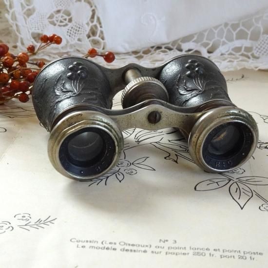 フランスアンティーク | 鳥と木の実のオペラグラス 真鍮とメタルの