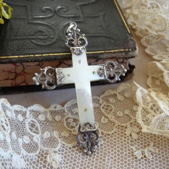 マザーオブパール クロス | フランスアンティーク シルバー装飾