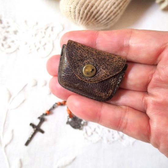 アンティーク ロザリオ | フランス ドール用ロザリオとレザーケースの