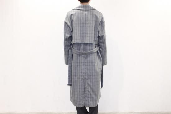 ATELIER BÉTON | アトリエ ベトン WOOL CHECK CONCEAL TRENCH COAT