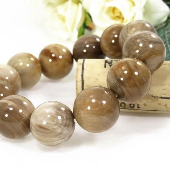 ペトリファイドウッド（珪化木）のブレスレット 16.3-17mm - cute stone -