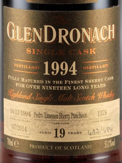 グレンドロナック 19年 1994 PXシェリーパンチョン 53.1度 | 武川蒸留