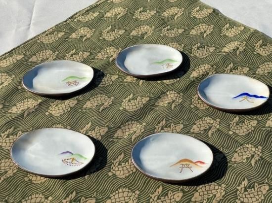 五山送り火5客揃い銘々皿 - 京都祇園の和食器・清水焼の陶磁器 食器の