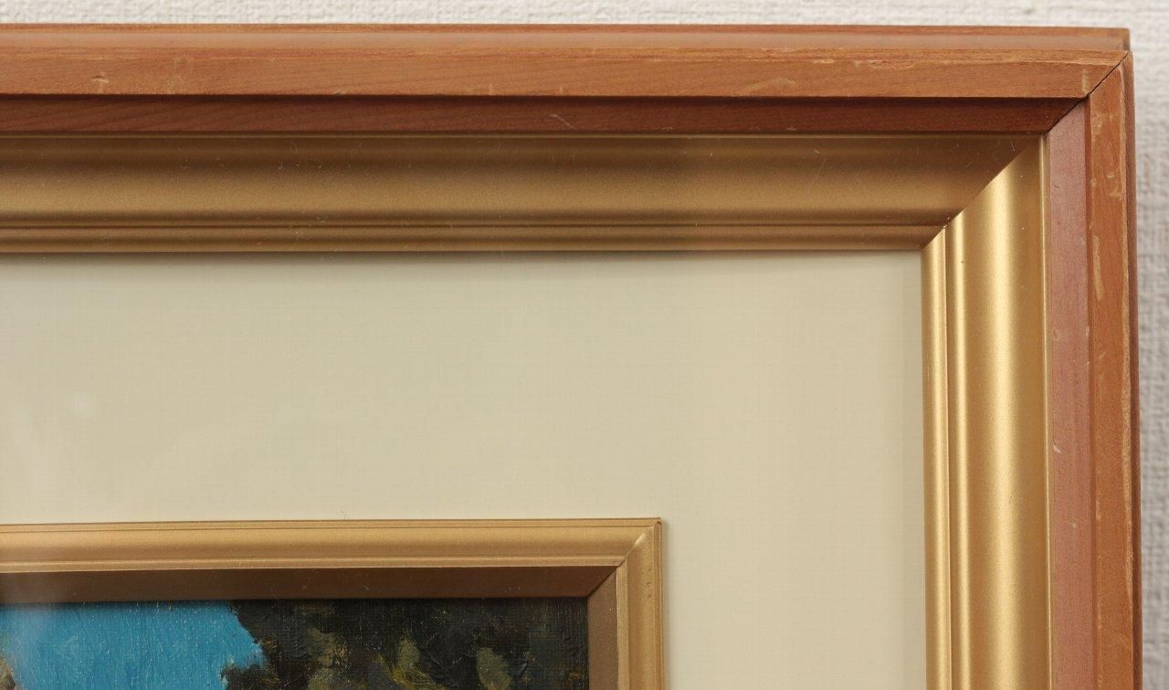 若井良一 油彩画 「早暁武蔵野」SMサイズ 畳箱入り 鮮やかで清々しい