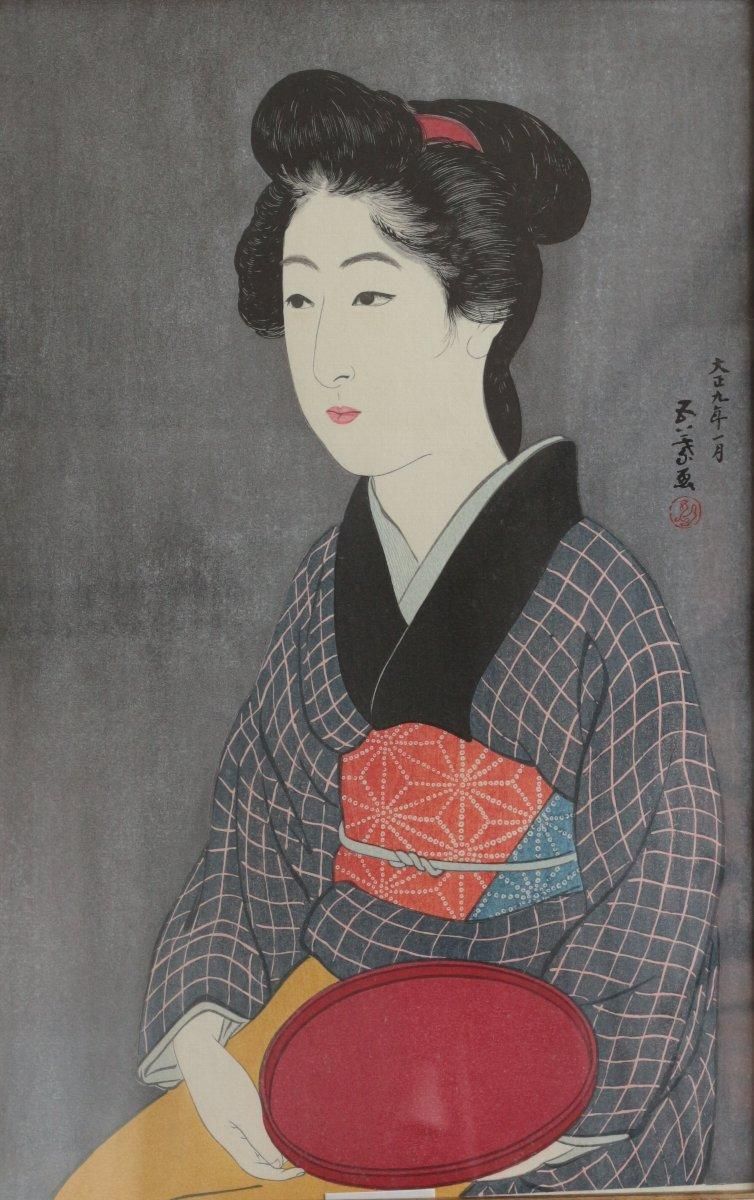 復刻木版画 橋口五葉 「京の宿おなを～丹青社版」 商品番号334- 絵の