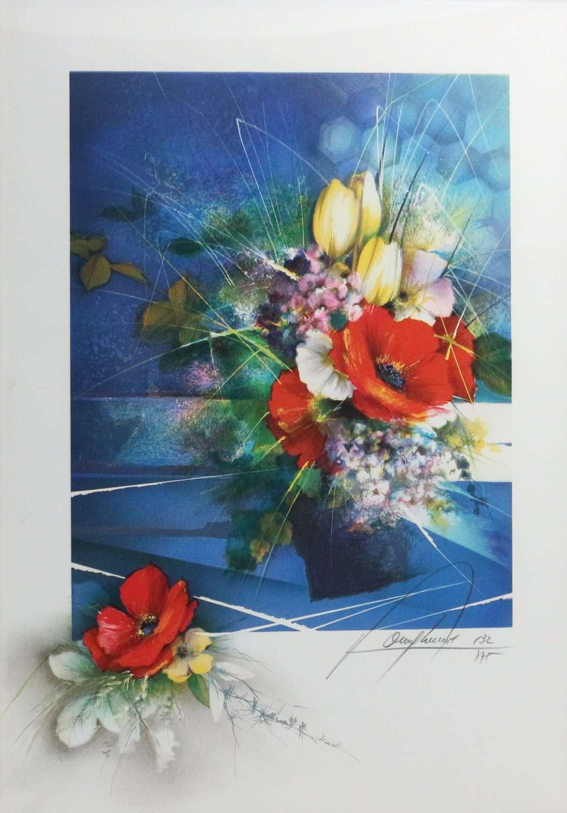 リトグラフ版画 レイモン・プーレ 「赤い花」 商品番号615- 絵のある