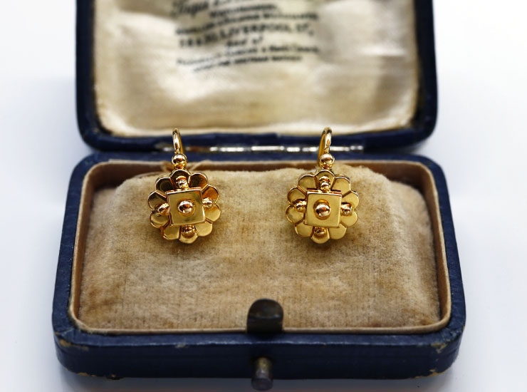 フランスアンティークジュエリーピアスドルムーズ18k ヴィンテージ