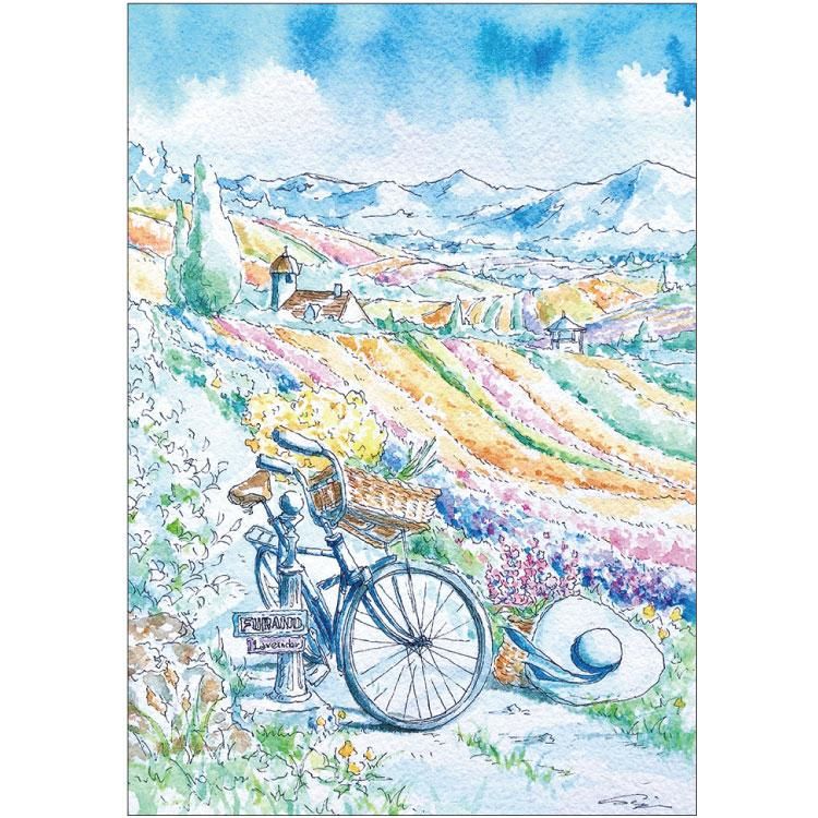 春・内田新哉ポストカード【パッチワークの丘】 SU-020