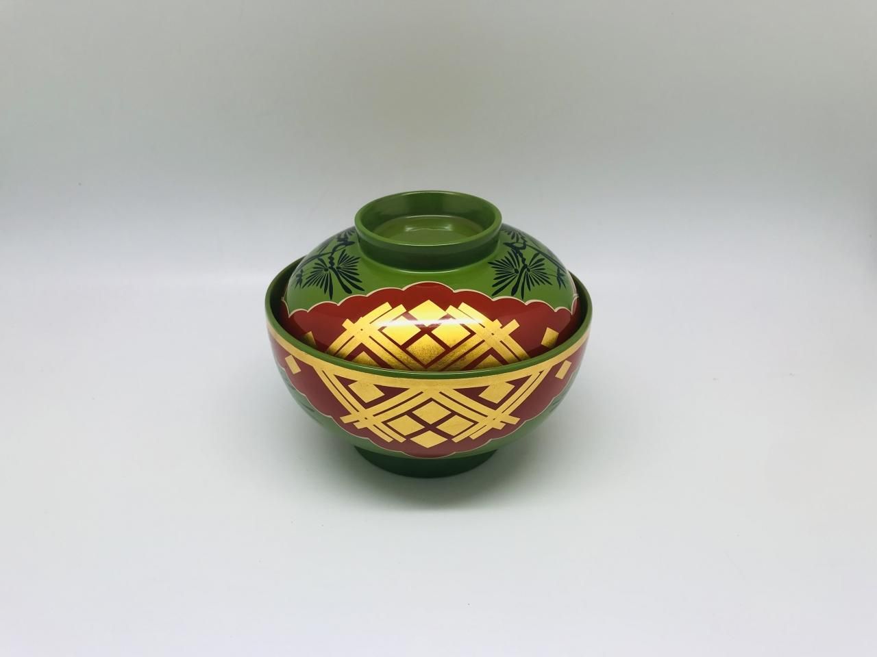 秀衡塗り 丸三漆器製 漆塗り 朱黒漆塗 金彩菱文様 菓子鉢 菓子器 盛鉢