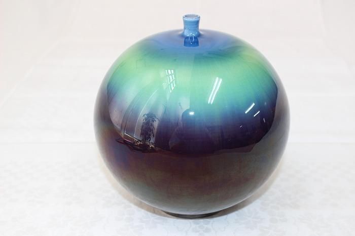 I-408九谷焼耀変飾壺 人間国宝柳雨軒三代徳田八十吉(正彦銘)作 - 石川