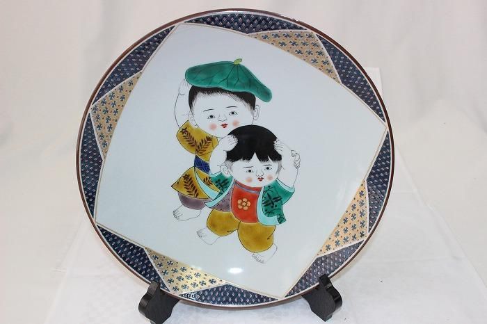 筆立□古九谷焼 透かし物絵筆立 書道道具 唐人 行事 古美術 時代物