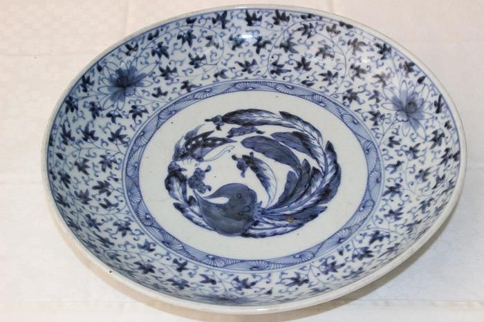 古伊万里 染付 微塵唐草の図 4寸皿 E409AS-CUt 古伊万里 染付 微塵